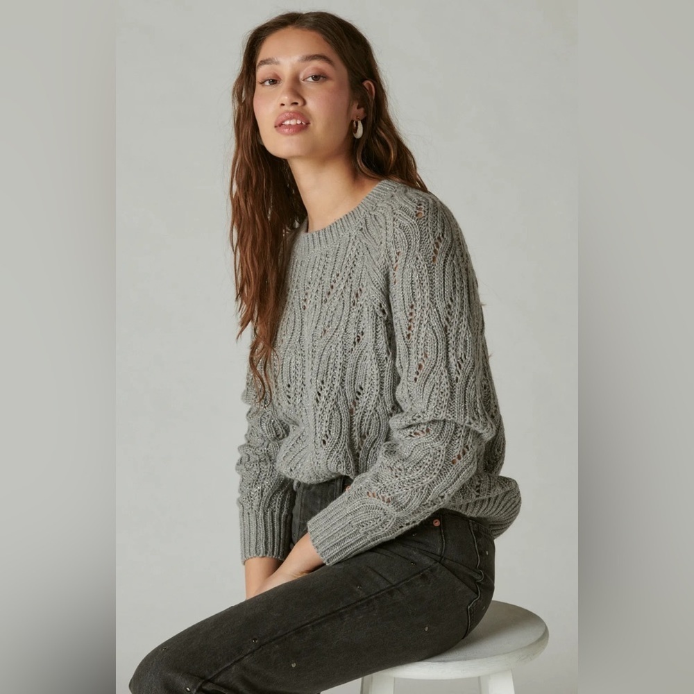 LUCKY BRAND CABLE STITCH SHINE PULLOVER SWEATER - Picture 6 of 6